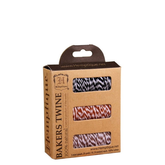 Hemptique Cotton Bakers Twine 3 Mini Spool Box Set