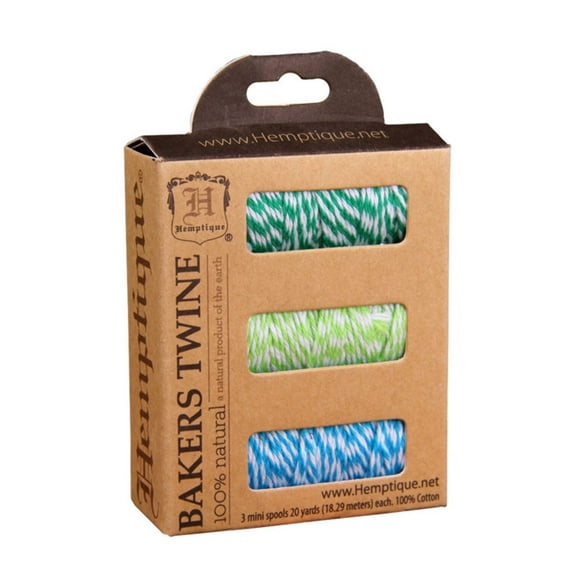 Hemptique Cotton Bakers Twine 3 Mini Spool Box Set
