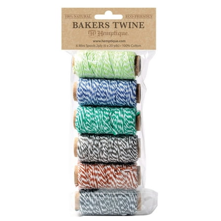 Hemptique Cotton Baker's Twine Mini Spools 2-Ply 65'-Garden Party