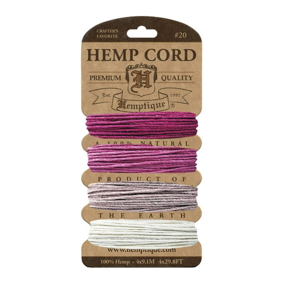 Hemptique Hemp Cord 20lb 120'-Ruby