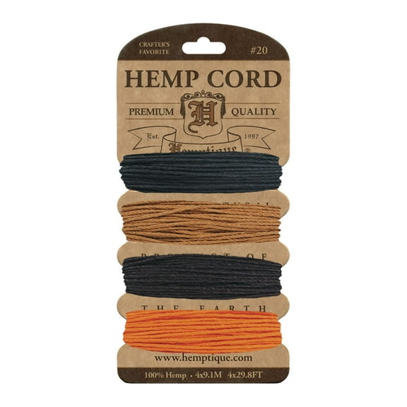 Hemptique Hemp Cord 4 Color Cards - Made with Love - Crafter?s No. 1 Choice - Eco Friendly - Plant Hanger - Scrapbooking - Ga