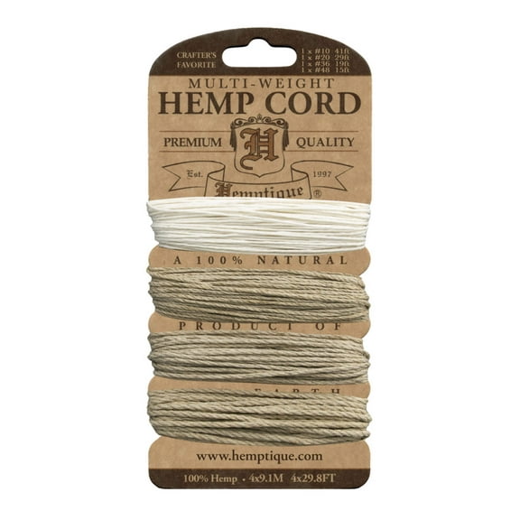 Hemptique Hemp Cord Set, Multi-Weight Natural Hemp