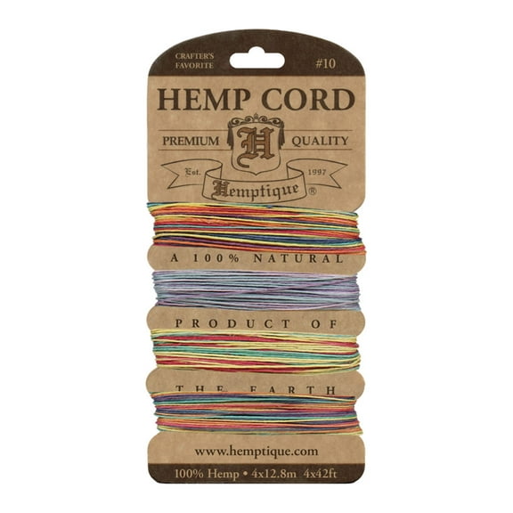 Hemptique Hemp Cord Card 10lb 42' 4/Pkg-Variegated 2