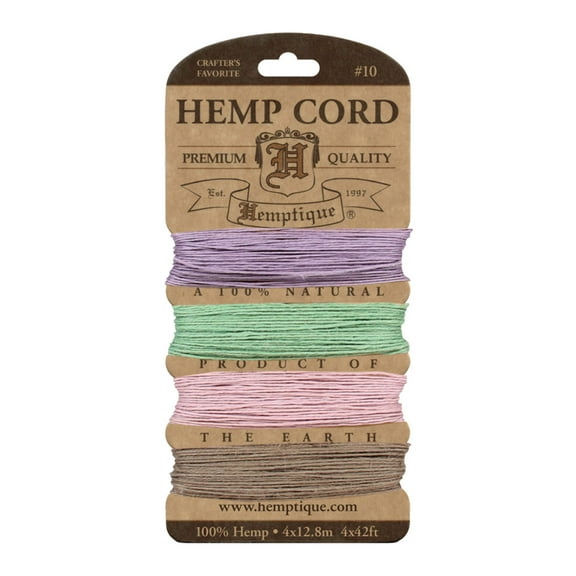 Hemptique Hemp Cord Card - Vintage Colors, 120 ft, 10 lb