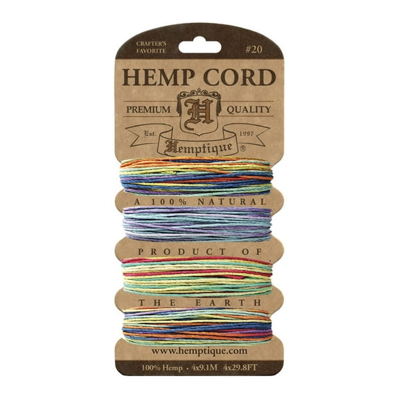 Hemptique Hemp Cord Card - Variegated Colors, 120 ft, 20 lb
