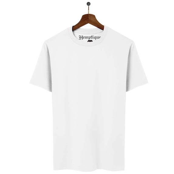 Hemptique Hemp Crew Neck T-Shirt - Blank Half-Sleeve Shirt (White,Medium)