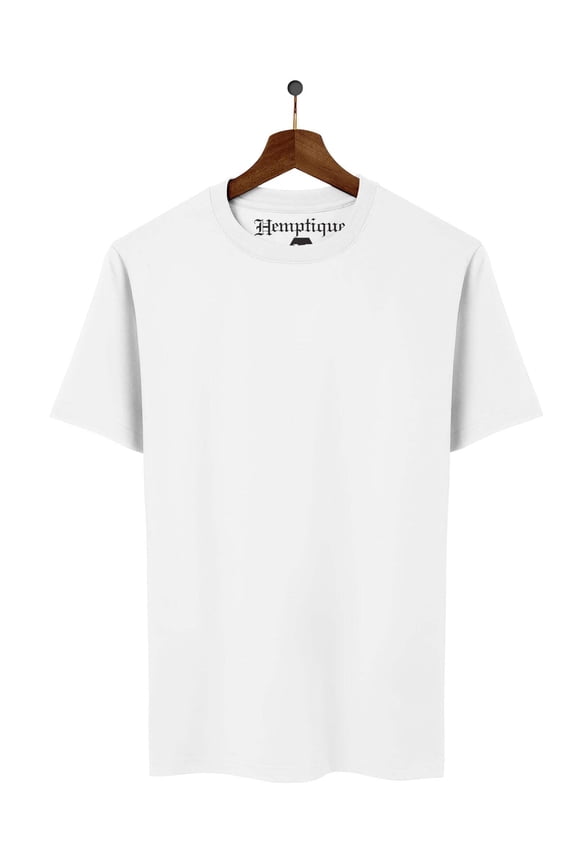 Hemptique Hemp Crew Neck T-Shirt - Blank Half-Sleeve Shirt (White,Medium)