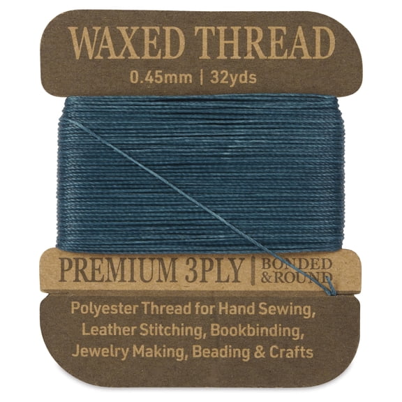 Hemptique Waxed Bonded & Round Thread - Aqua, 0.45 mm, 32 yds