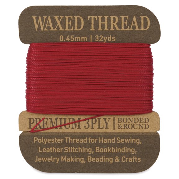 Hemptique Waxed Bonded & Round Thread - Red, 0.45 mm, 32 yds