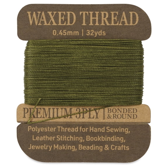 Hemptique Waxed Bonded & Round Thread - Sage, 0.45 mm, 32 yds