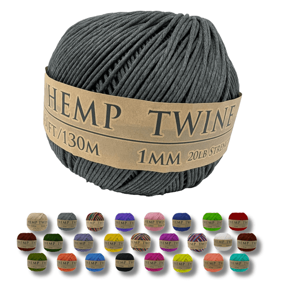 Hemptopia Gray 1mm Natural Hemp Twine ball – Hemp String for Arts & Crafts, Jewelry Making, Macrame, Gardening, DIY Projects, Craft Twine, 420ft