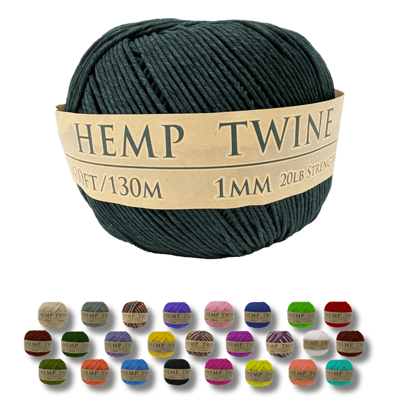 Hemptopia Hunter Green 1mm Natural Hemp Twine ball – Hemp String for Arts & Crafts, Jewelry Making, Macrame, Gardening, DIY Projects, Craft Twine, 420ft