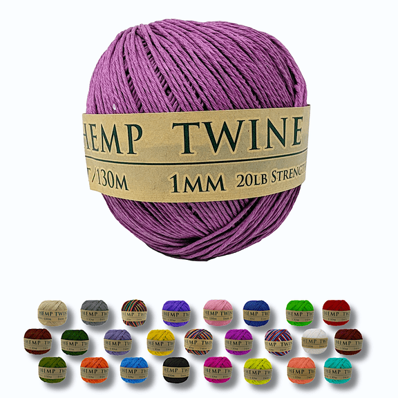 Hemptopia 1 mm, 430' Orchid Hemp Twine for Arts & Crafts, 1 Piece