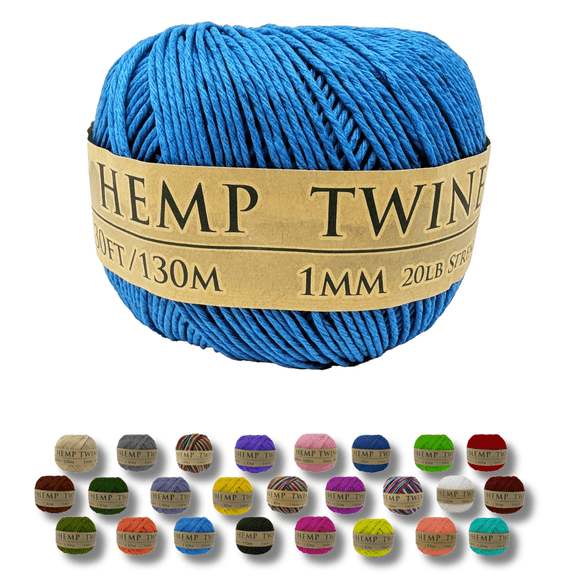 Hemptopia Blue 1mm Natural Hemp Twine ball – Hemp String for Arts & Crafts, Jewelry Making, Macrame, Gardening, DIY Projects, Craft Twine, 420ft