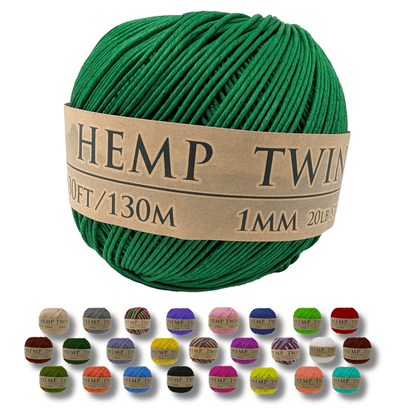 Hemptopia Green 1mm Natural Hemp Twine ball – Hemp String for Arts & Crafts, Jewelry Making, Macrame, Gardening, DIY Projects, Craft Twine, 420ft