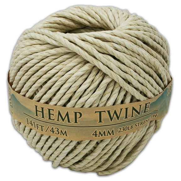 Hemptopia 4mm Natural Hemp Twine, 4 in, Off-White, Hemp, for Arts & Crafts, 1 Piece