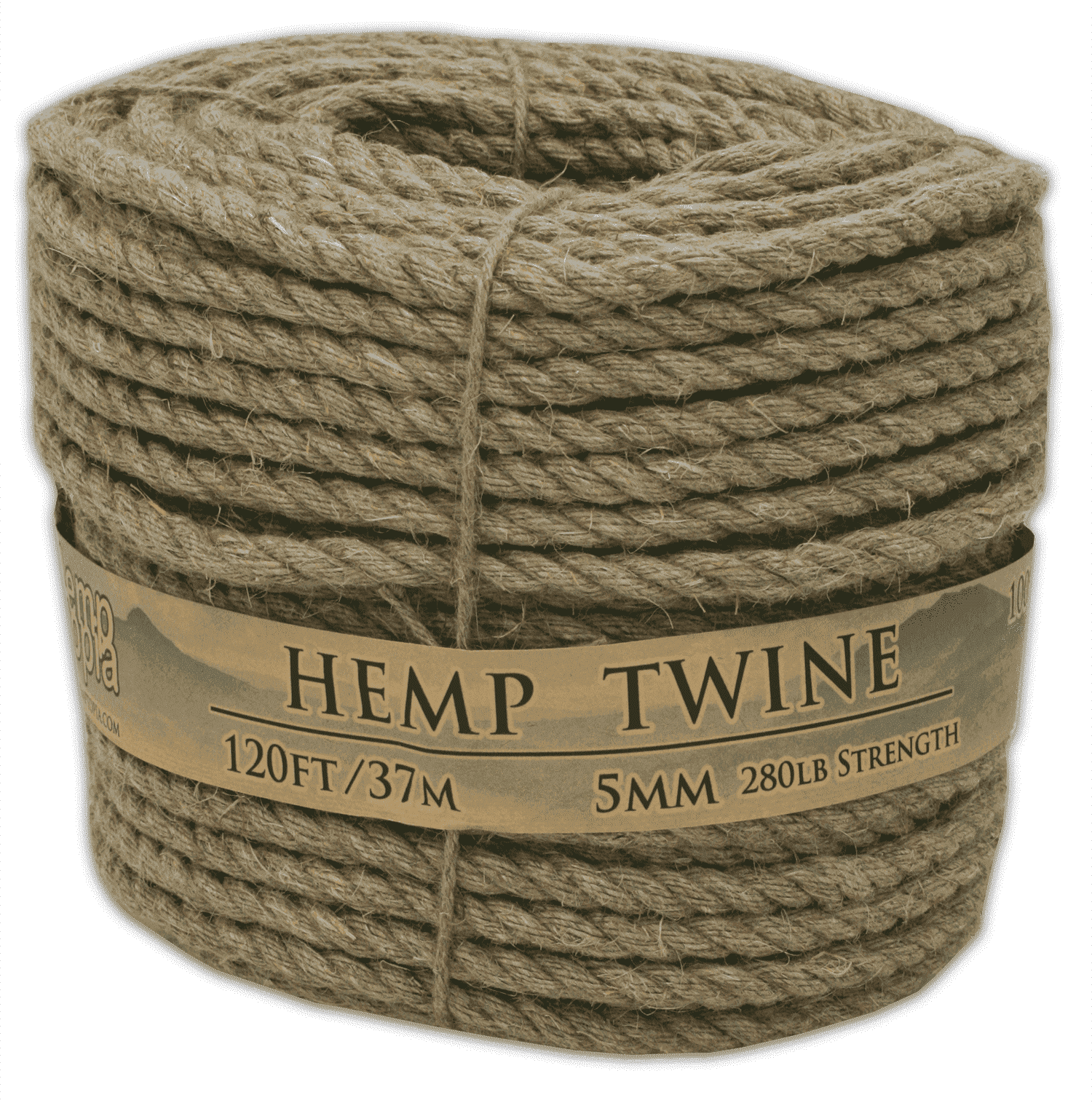 Hemptopia 5mm Hemp Rope Twine 120 ft – Natural Off-White Hemp Cord String for Arts & Crafts, Macrame, Plant Hangers, Gardening, DIY & Home Decor
