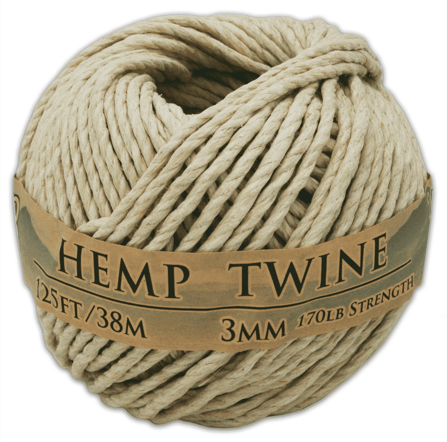 Hemptopia 3mm Hemp Twine Ball – 125ft, 170lb Test Strength, All-Natural Hemp String Cord for Arts & Crafts, Macrame, Gardening, DIY Projects