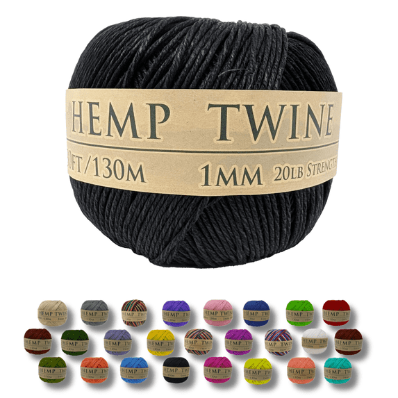 Four String Hemp Hemptopia Black 1mm Natural Hemp Twine ball – Hemp String for Arts ...