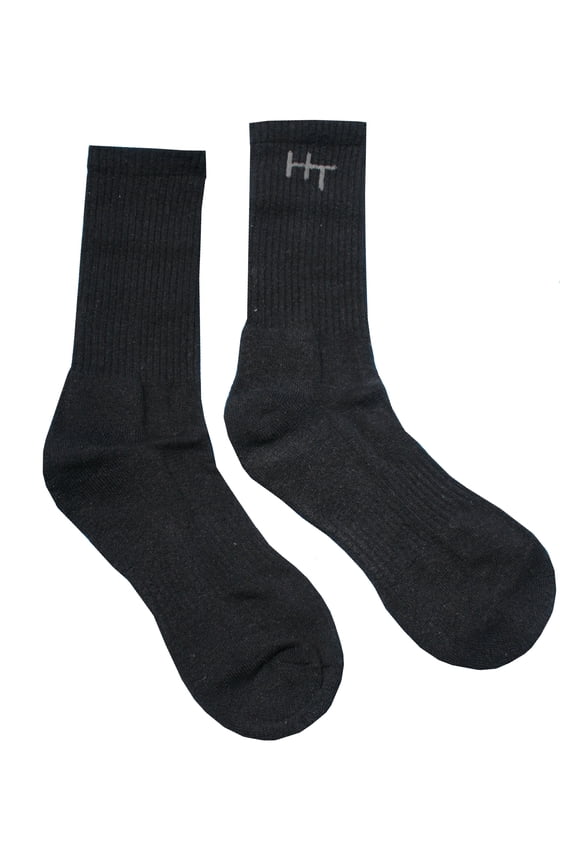 Hemp Socks Black Small/Medium (6-9) Shoe Size, Unisex, Crew Cut