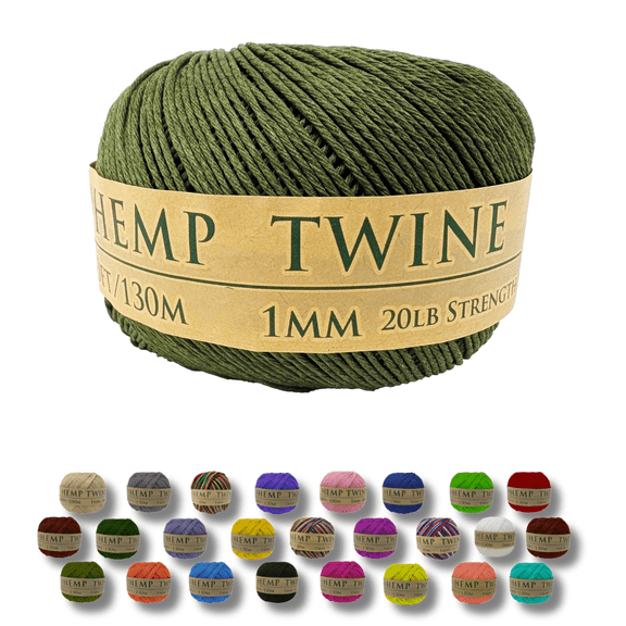 Hemptopia Truly Olive 1mm Natural Hemp Twine ball – Hemp String for Arts & Crafts, Jewelry Making, Macrame, Gardening, DIY Projects, Craft Twine, 420ft