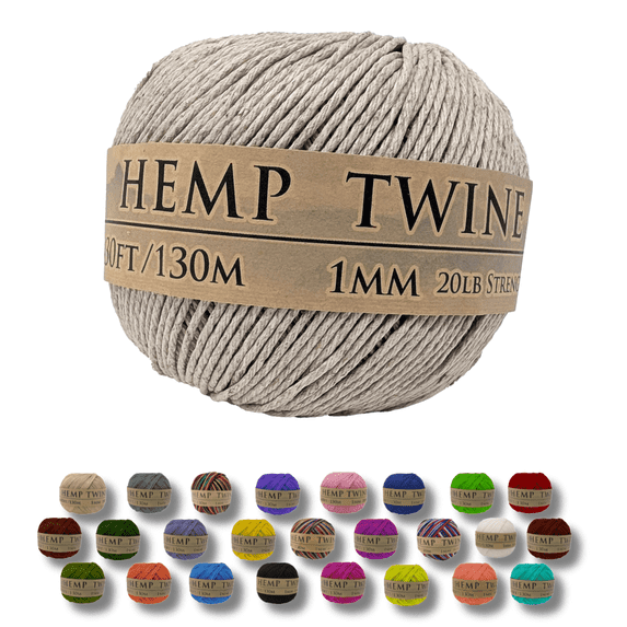 Hemptopia Natural Colored 1mm Natural Hemp Twine ball – Hemp String for Arts & Crafts, Jewelry Making, Macrame, Gardening, DIY Projects, Craft Twine, 420ft
