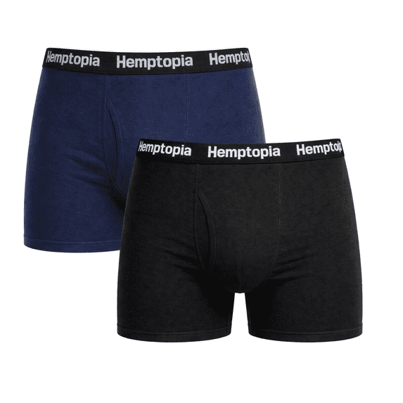 Hemptopia, Men Hemp Boxer Briefs, Single Pack, All Natural, Extra Large, Black