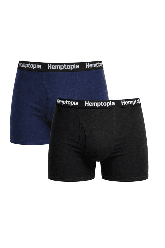 , Men Hemp Boxer Briefs, Single Pack, All Natural, Large, Navy Blue