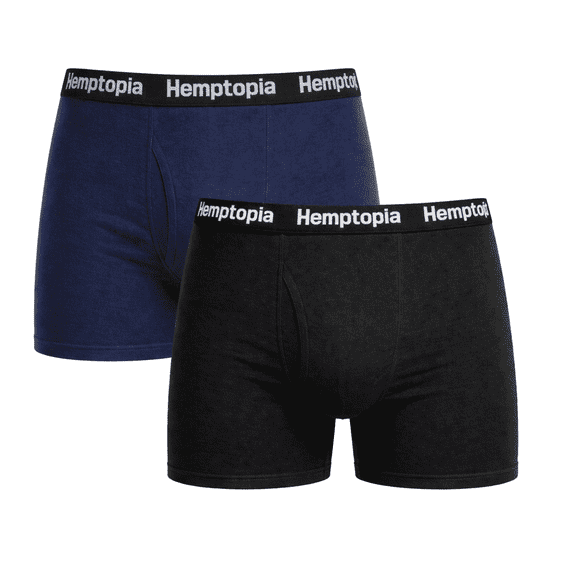 Hemptopia, Men Hemp Boxer Briefs, Single Pack, All Natural, Medium, Black