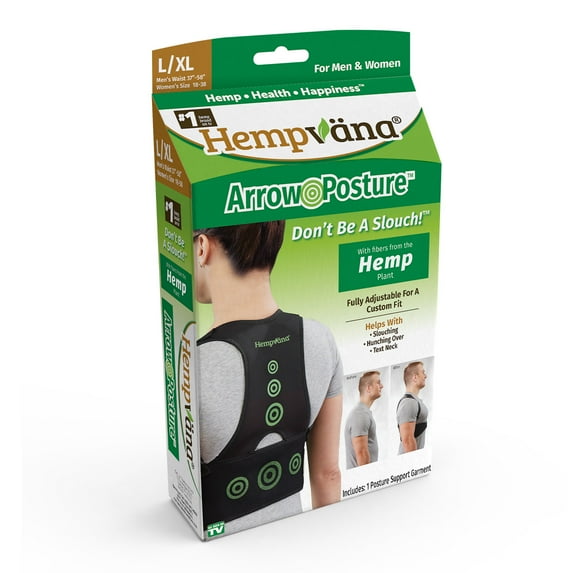 Hempvana Arrow Posture - Fully Adjustable Posture Support & Posture Corrector for Upper Body - Helps Correct Slouching, Text Neck and Hunching Over (L/XL)