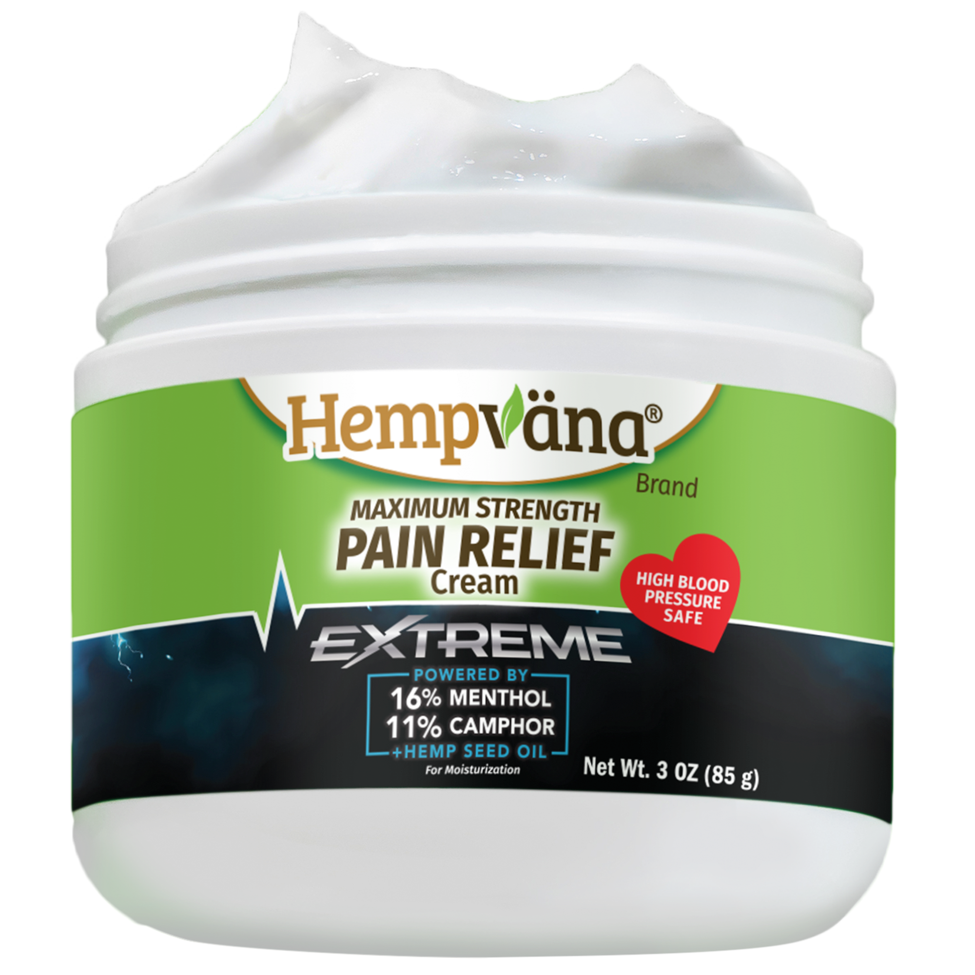 Hempvana Extreme Pain Relief Cream, for Intense Relief 16% Menthol, 11% Camphor