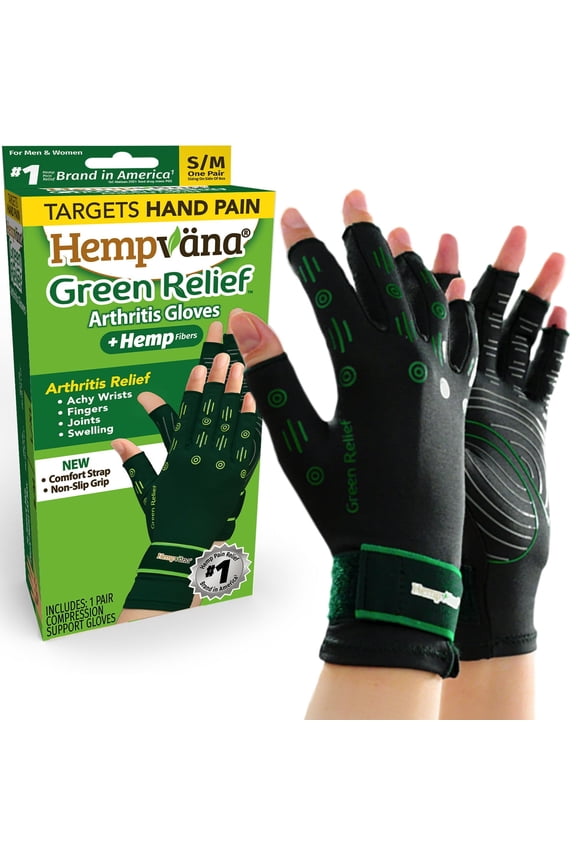 Arthritis Compression Gloves - Fingerless Gloves Made with Hemp Plant Fibers - Support for Wrist & Hands