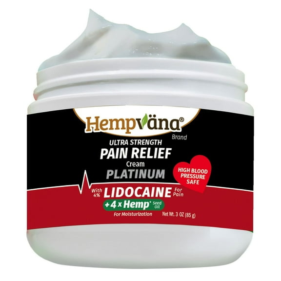 Hempvana Platinum Lidocaine Ultra-Strength Relief Cream, 4X Hemp Seed Oil
