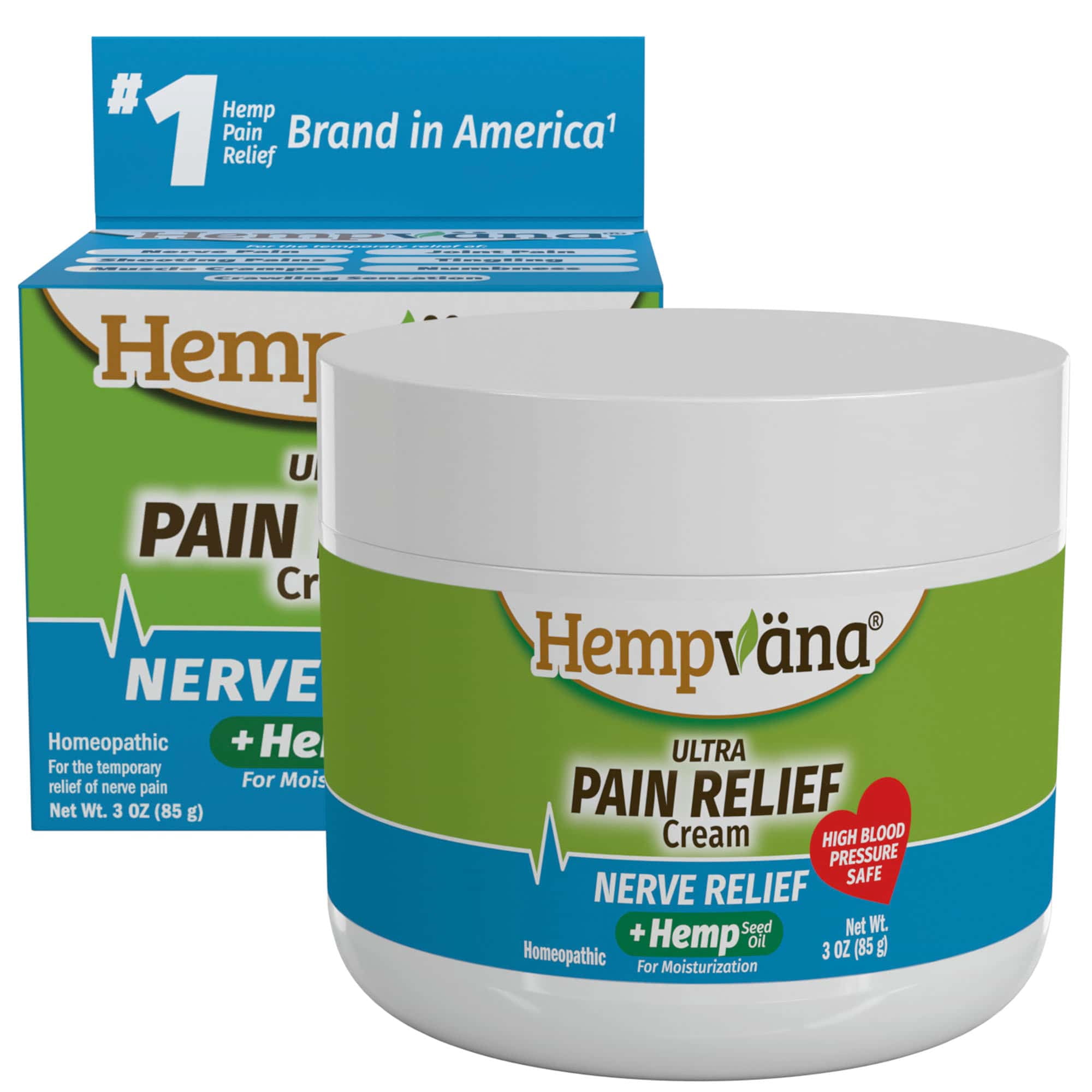 Hempvana Ultra-Strength Nerve Relief Cream, As Seen on TV, Targets Discomfort, Absorbs Quickly 3 Oz Jar
