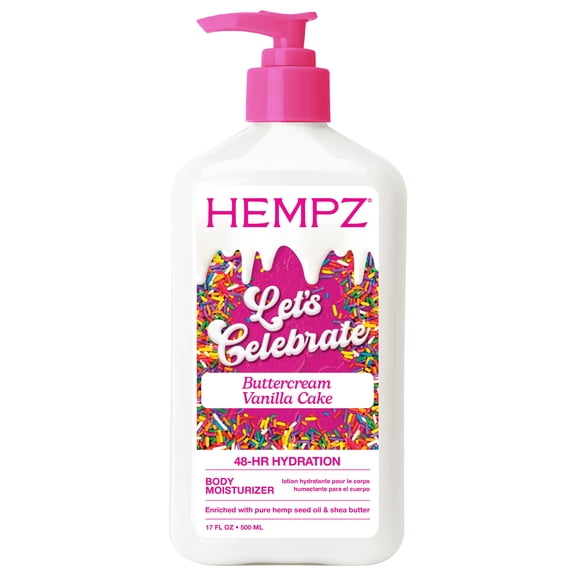 Hempz Let's Celebrate Buttercream Vanilla Cake Moisturizing Hydrating Body Lotion for Dry Skin, 17 fl oz