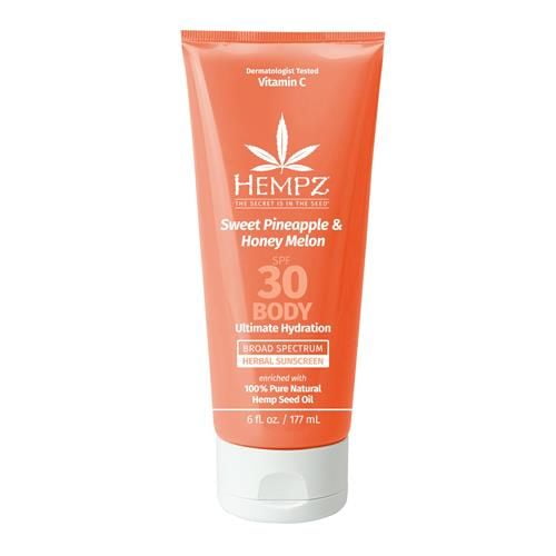 Hempz Daily Body Sunscreen Spf 30, Sweet Pineapple And Honeymelon, Reef Safe, Vegan, Dermatologist Tested, 6 Oz Packaging May Vary - Pack of 2