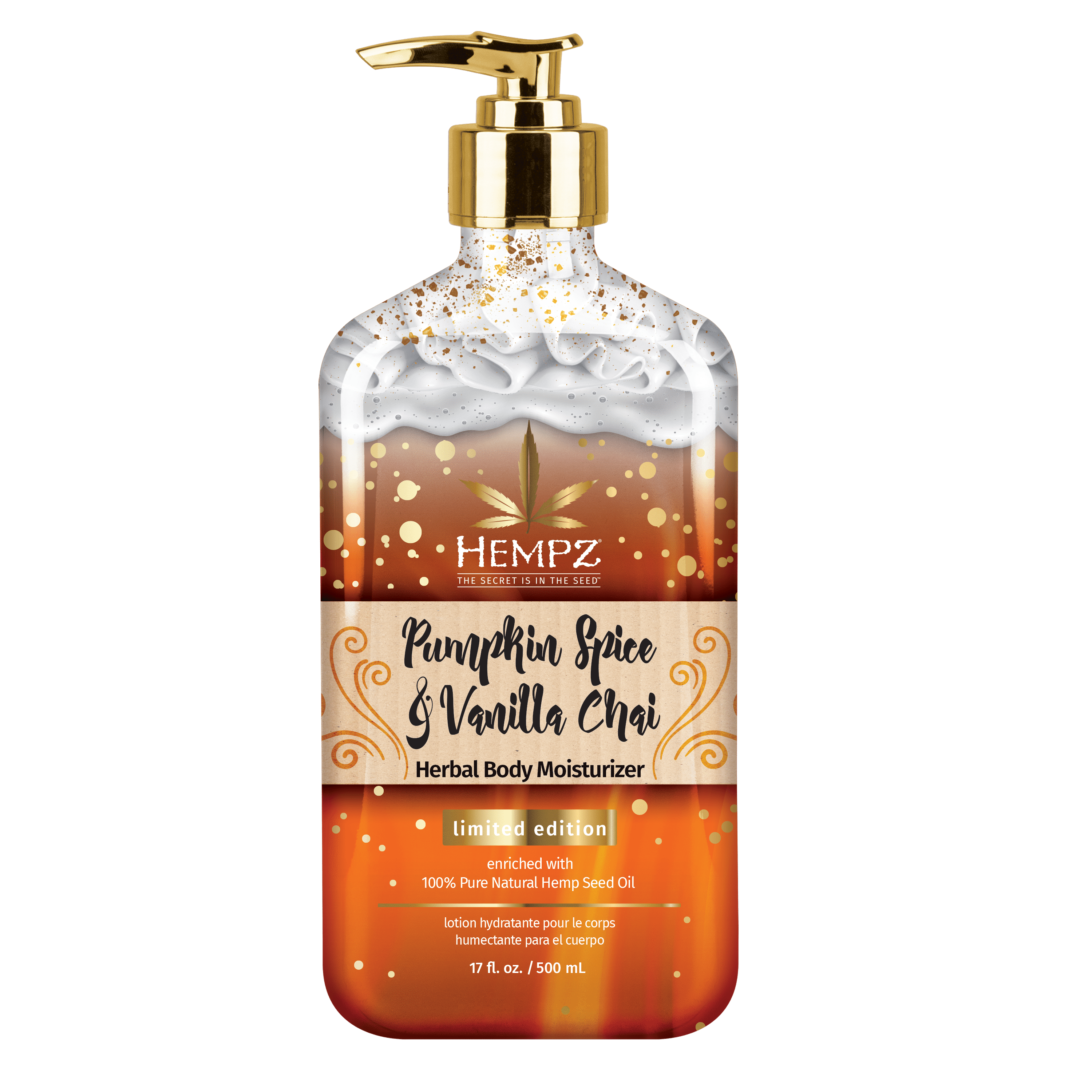 Hempz Limited Edition Pumpkin Spice & Vanilla Chai Body Lotion for Dry Skin, 17 fl oz