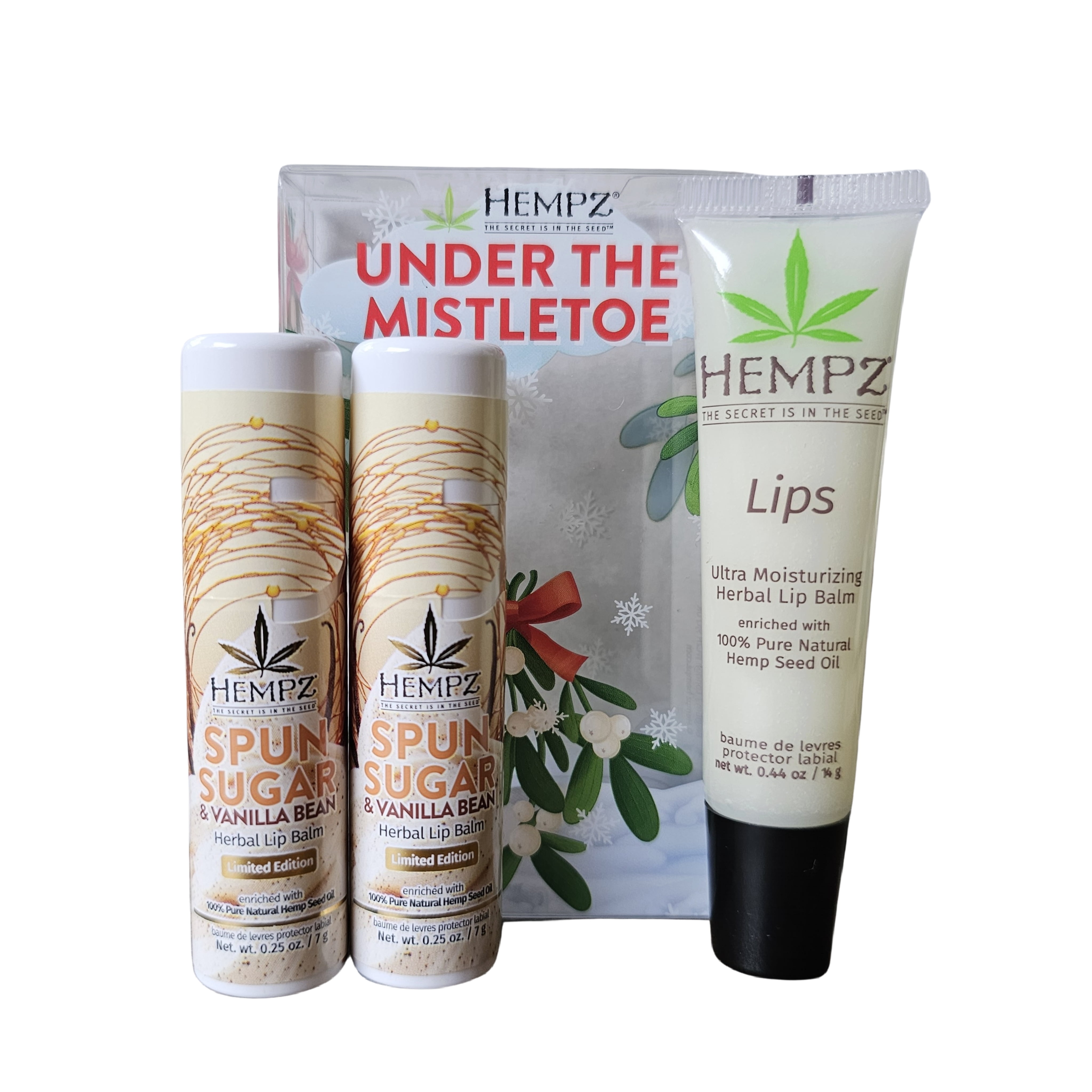Hempz Holiday Under the Mistletoe 3pc Lip Balm Gift Set Spun Sugar