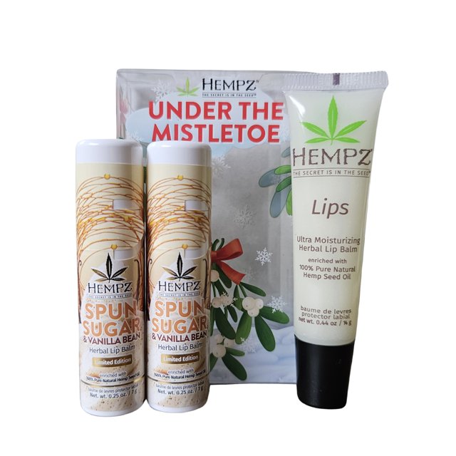 Hempz Holiday Under the Mistletoe 3pc Lip Balm Gift Set Spun Sugar