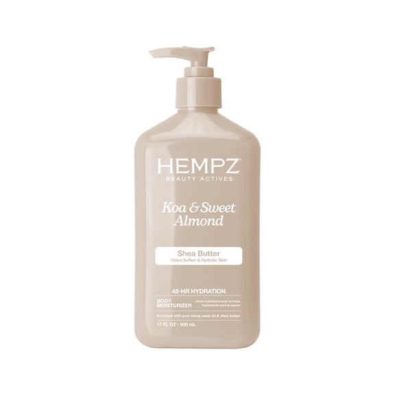 Hempz Beauty Actives Koa and Sweet Almond Herbal Body Moisturizer Lotion with Shea Butter for Dry Skin,17 fl.oz.