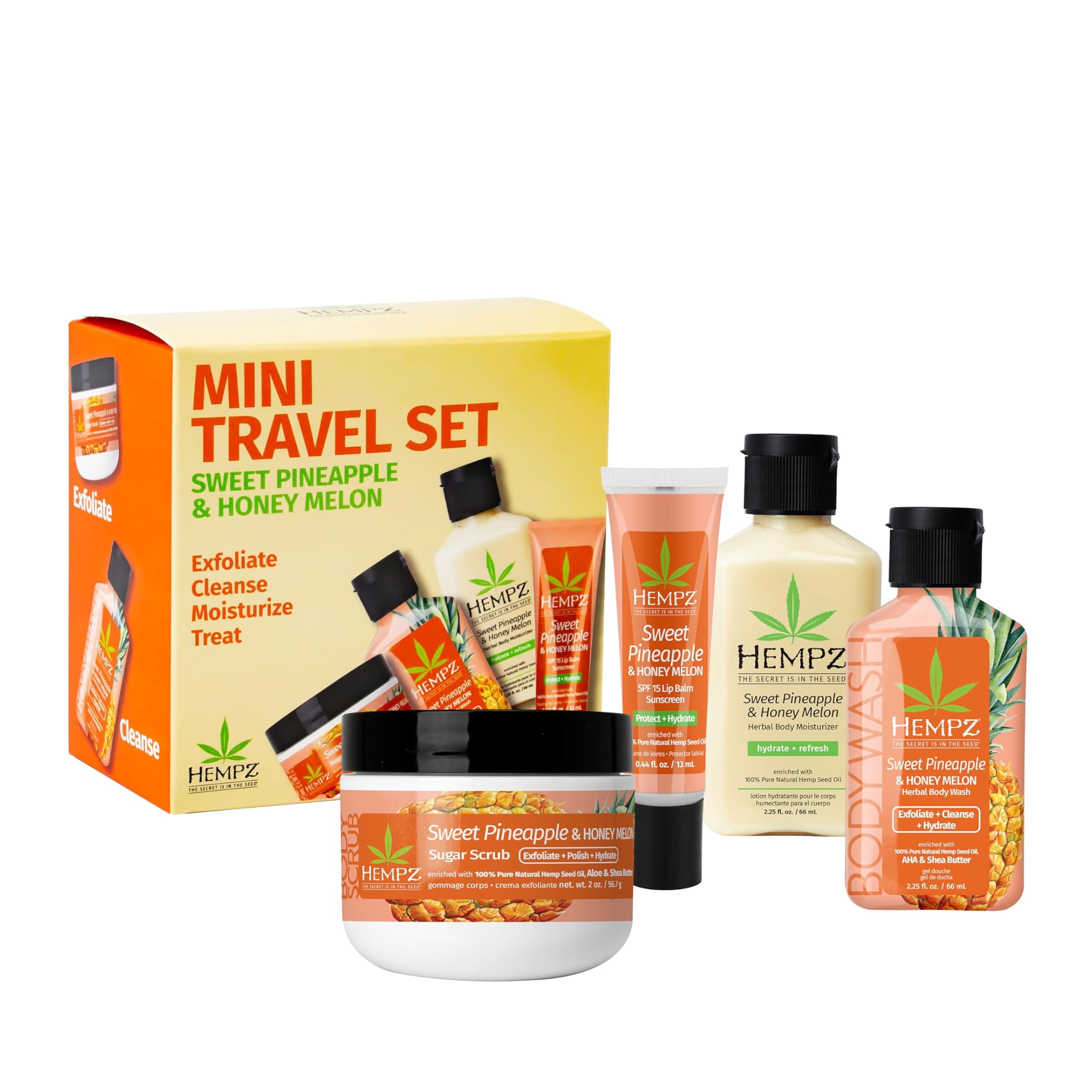 Hempz Mini Sweet Treats, Travel Kit, Mini Body Wash, Body Lotion, Body ...