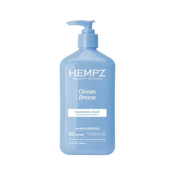 Hempz Beauty Actives Moisturizing Body Lotion with Hyaluronic Acid, Ocean Breeze, 17 fl oz