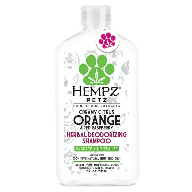 Hempz Petz Deodorizing Dog Shampoo, Creamy Citrus Orange & Red