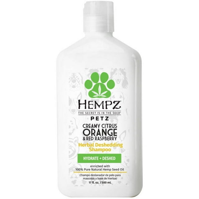 Hempz Petz Deshedding Dog Shampoo, Creamy Citrus Orange & Red Raspberry
