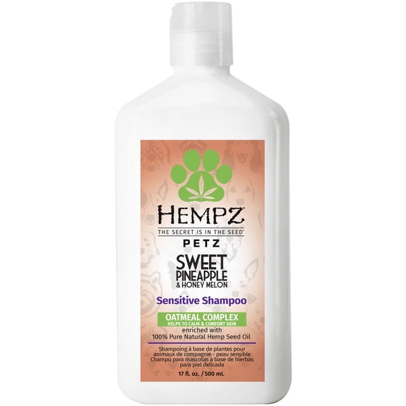 Hempz Petz Sweet Pineapple & Honey Melon Sensitive Shampoo with Oatmeal Complex to Help Calm & Comfort Skin, 17 fl oz