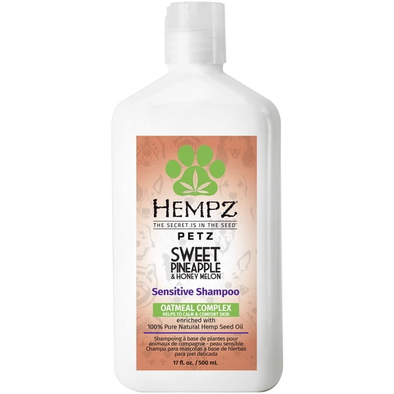 Hempz Petz Sweet Pineapple & Honey Melon Sensitive Shampoo with Oatmeal Complex to Help Calm & Comfort Skin, 17 fl oz