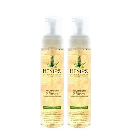 Hempz Fresh Fusions Sugarcane & Papaya Herbal Foaming Body Wash 8.5oz/250ml (2 Pack)