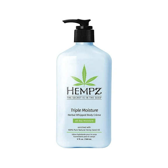 Hempz Triple Moisture Lotion Herbal Whipped Body Crème for Dry Skin, 17 fl oz