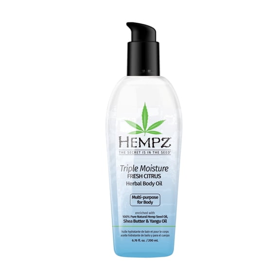 Hempz Triple Moisture Multi-Purpose Body Oil with Fresh Citrus Scent, 6.76 fl oz