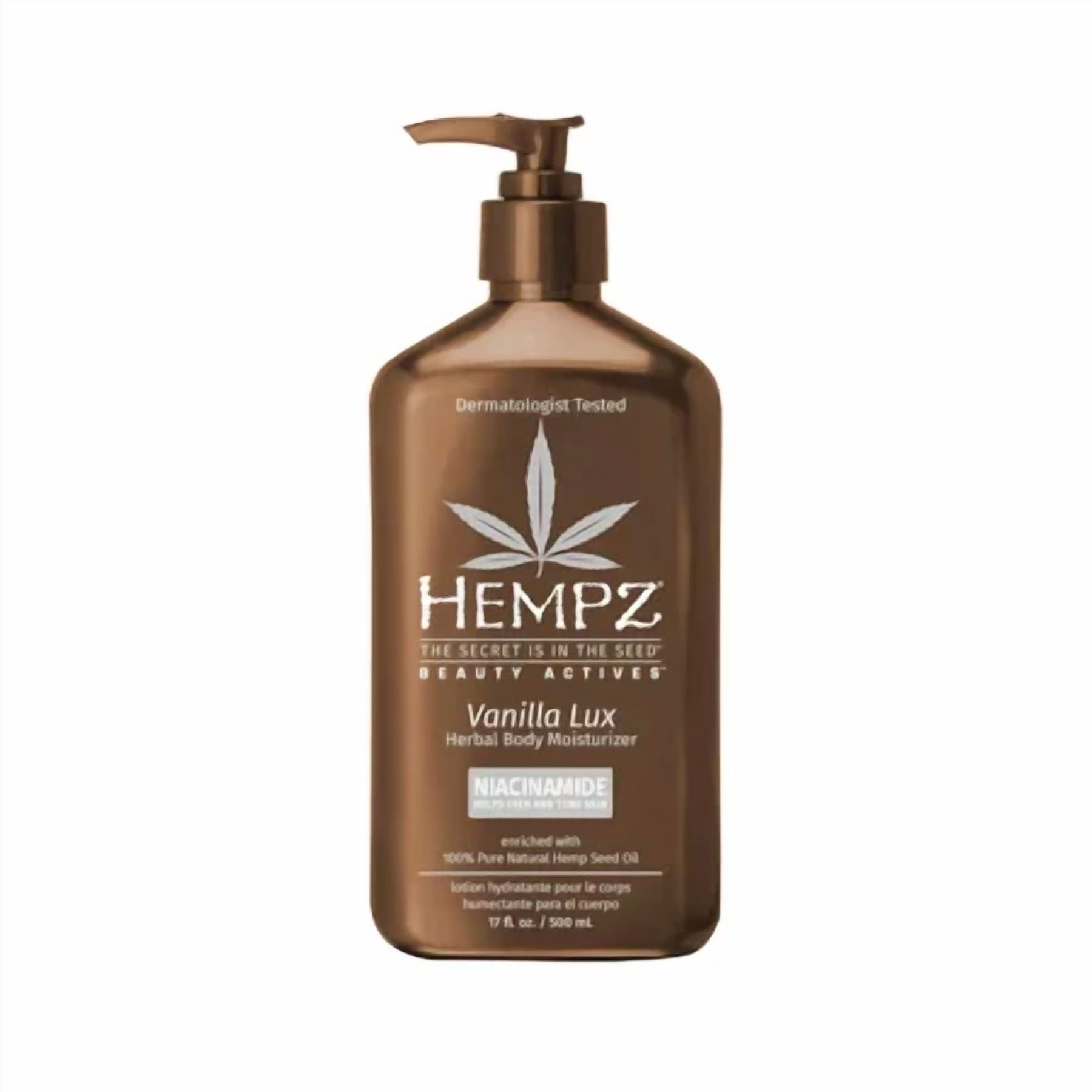 Hempz Lotion Vanilla Lux Herbal Body Moisturizer with Niacinamide, 17 fl oz